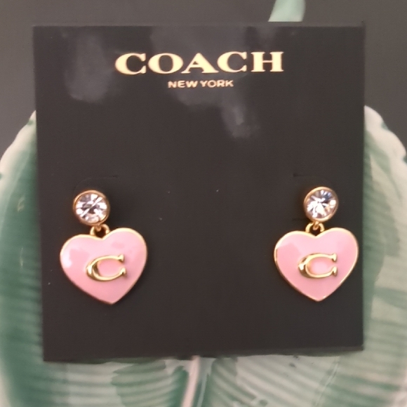 Coach Heart Drop Earings - Picture 1 of 3